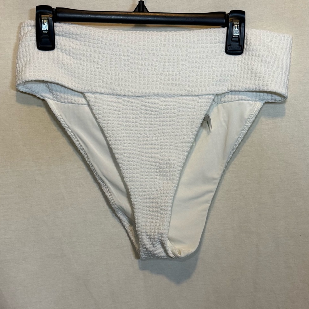AA-315 Aerie NWT PLUS SIZE XXL High Cut Cheeky White Swim Bikini Bottoms‎